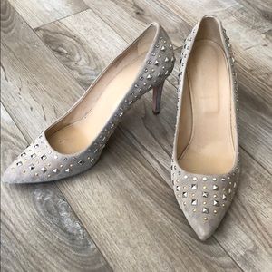 J. Crew tan studded heels